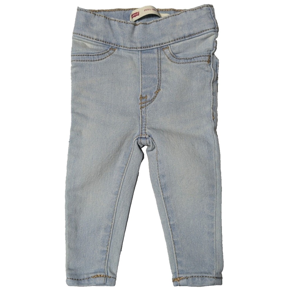 LEVIS Baby Girl Size 3M Cotton Stretch Blend Light‎ Wash Pull-On Jeggings